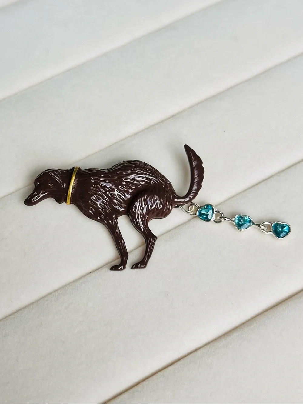 NEW! Brown Pooping Dog Pin Funny Brooch